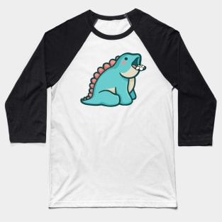 Cute stegosaurus giving flower, mlem, Dinosaur Baseball T-Shirt